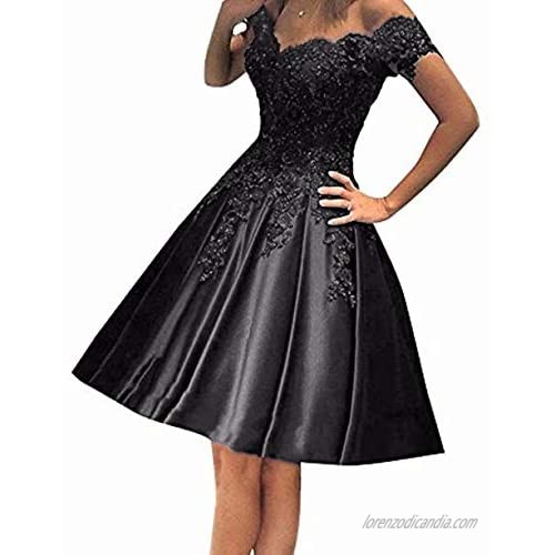 FTBY Women's Off Satin Short Prom Dress Lace s Juniors Gowns Pockets