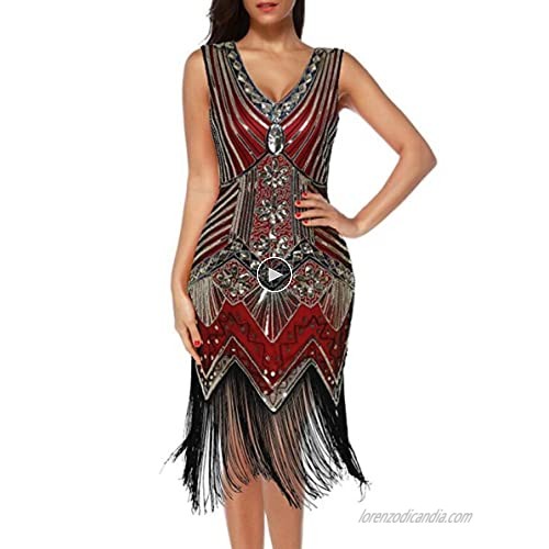 meilun 1920s Sequined Vintage Dress Beaded Gatsby Flapper Evening Dress Prom