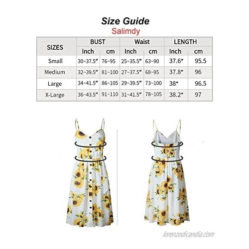 Salimdy Womens Floral Spaghetti Strap Summer Bohemian Front Button Midi Dress with Pockets
