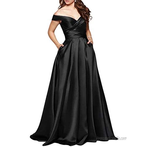 Scarisee Long Off Shoulder Prom Evening Dress Pocket Formal Bridesmaid Gownsa31