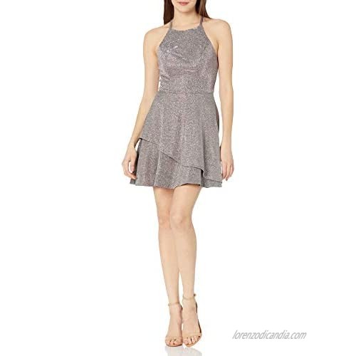Speechless Women's Junior's Teen Fit & Flare Dress with Layered Skirt