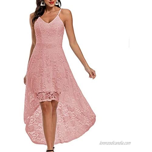 SSZZoo Women Vintage Princess Floral Lace Cocktail V-Neck Party Swing Wedding Formal Dress