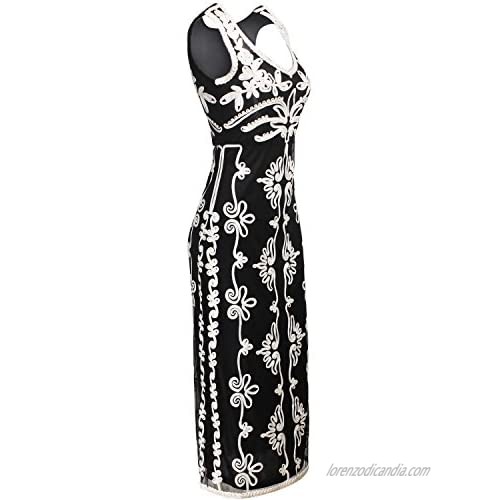 VIJIV 1920s Vintage Beaded Embellished Gatsby Flapper Party Cocktail Dress with 3/4 Sleeves