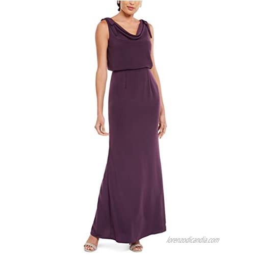 Adrianna Papell Womens Purple Sleeveless Cowl Neck Maxi Sheath Evening Dress Size 14