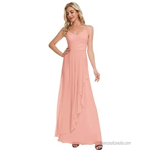Alicepub Double Straps Chiffon Long Bridesmaid Dresses for Women Formal Party Formal Party Special Occasion Dress