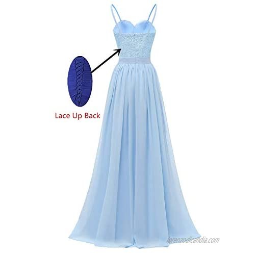 Changuan Women's V Neck Slit Bridesmaid Dress Lace Chiffon Wedding Maxi Evening Party Dress Long Prom Gowns