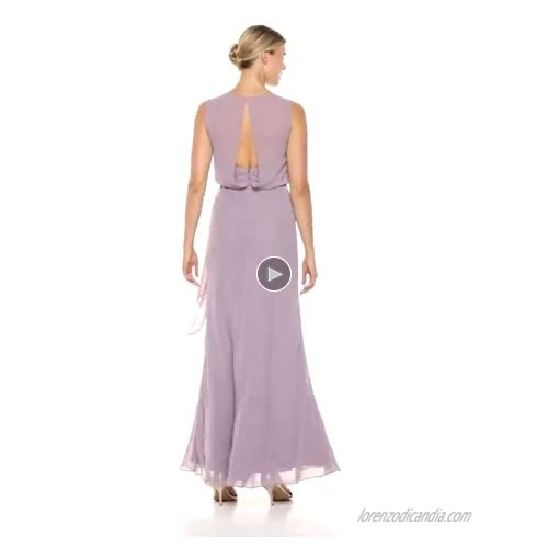 Jenny Yoo Women's Paltrow Illusion Boatneck Long Chiffon Gown