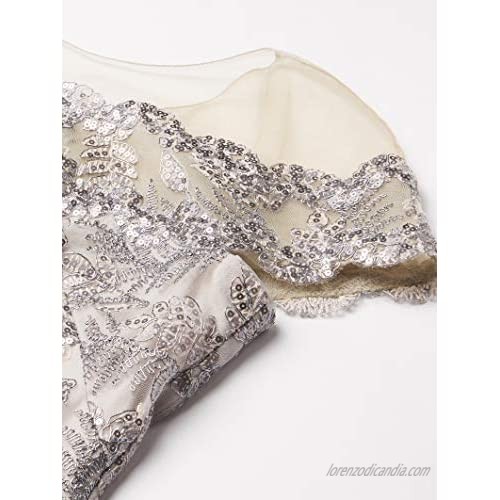 Tadashi Shoji Women's Sequin Lace Gown with Illusion Neckline