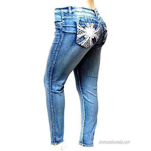 Jack David Women's Plus Size Stretch Premium Blue Black Denim Jeans Skinny Pants