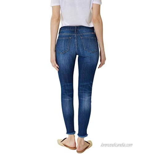 Kan Can Women's Mid Rise Ankle Skinny Jeans