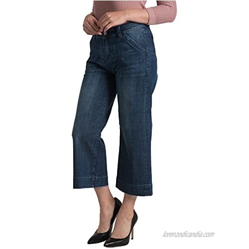 Standards & Practices Women's Denim Wide Leg Patched Pocket Capri Premium Jeans