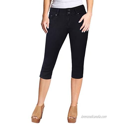 Stretchy 5 Pocket Skinny Mid Rise Capri Ripped Denim Jeans