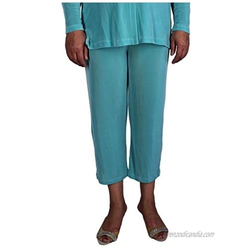 Calison Women's Acetate Slinky Stretch Pull On Capri Pants Made in USA