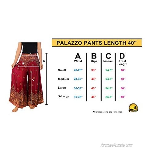 Lannaclothesdesign Womens 40 Inches Length Lounge Palazzo Pants Wide Legs S M L XL Sizes