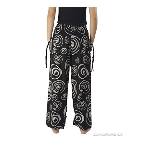 Lannaclothesdesign Women's Smocked Circle Printed Hippie Boho Pants