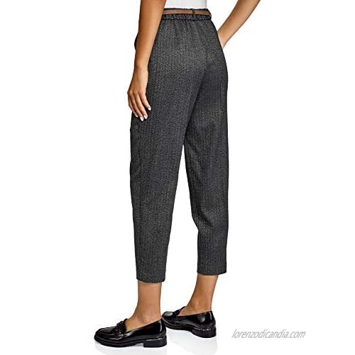 oodji Ultra Women's Pin-Tuck Slim-Fit Trousers