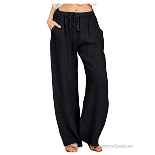 Qiaomai Womens Workout Lounge Pants Loose Wide Leg Drawstring Rayon Pants with Pockets
