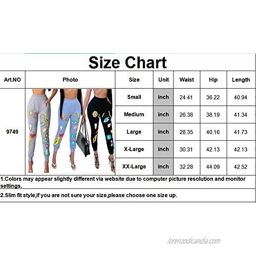 shengfan Women's Cartoon Printed Solid Leggings Pants Loose Activewear Jogger Track Cuff Sweatpants