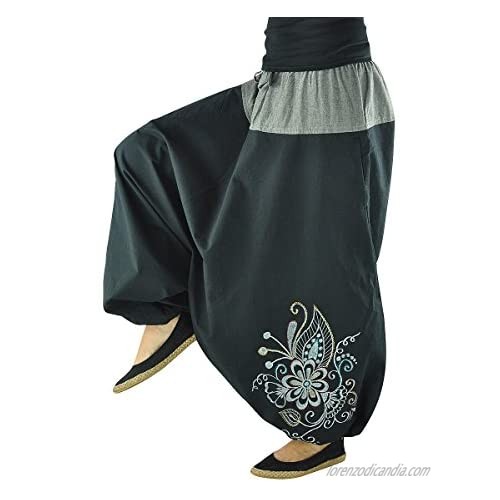 virblatt - Harem Pants for Women | 100% Cotton | Genie Pants Women Aladdin Pants Women Harem Drop Crotch Palazo Flowy