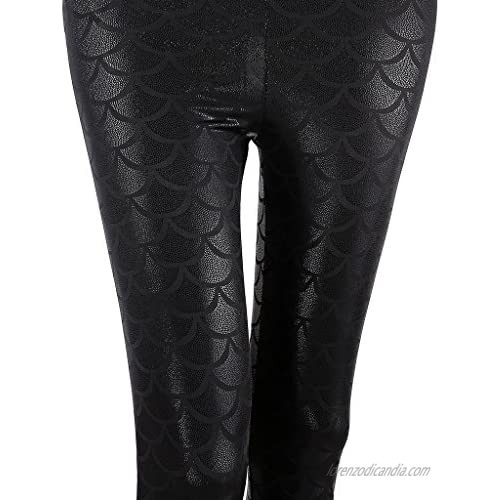 Ayliss New Mermaid Fish Scale Printed Leggings Stretch Tight Pants
