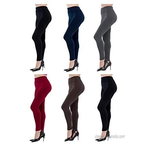 Dimore Women's Fleece Lined Leggings High Waist Soft Warm Winter Pants Slim for Women One Size