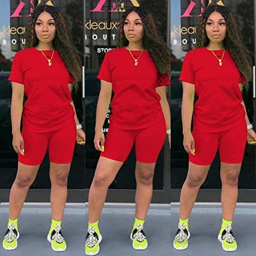 ThusFar Women's Casual Two Piece Outfits Soft Bodycon T Shirt Tops Shorts Sportwear Jogger Tracksuit Jumpsuit Rompers