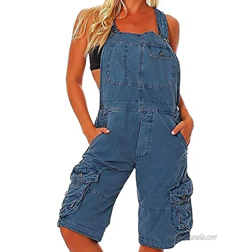 chouyatou Women's Adjusted Straps Relaxed Multi Pocket Tactical Twill Work Cargo Shortall Bib Overall Rompers