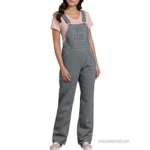 Dickies Women's Bib Overall 100% Cotton Denim with ScuffGard  Rinsed Hickory Stripe  Small