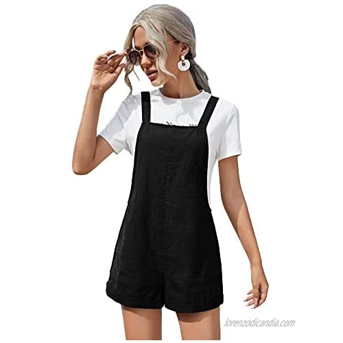 Milumia Women's Casual Overall Jumpsuit Sleeveless Wide Leg Rolled Hem Pinafore Romper