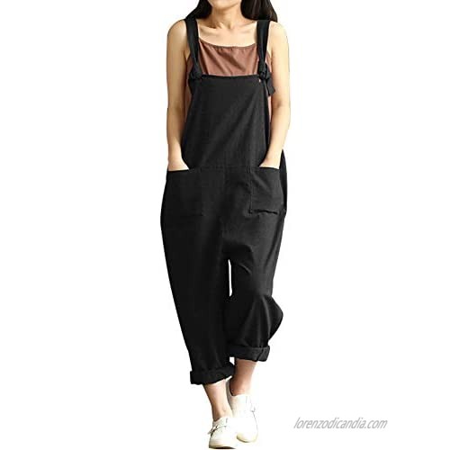 Women's Casual Plus Size Overalls Baggy Wide Leg Loose Rompers Jumpsuit