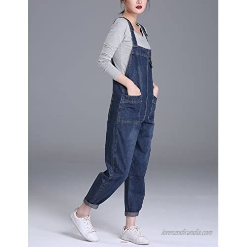 Yeokou Women's Casual Denim Bib Cropped Overalls Pant Jeans Jumpsuits