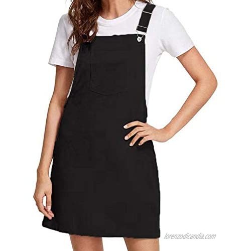 Yeokou Womens Cute Corduroy A-Line Pinafore Jumper Bib Overall Skirt Mini Dress