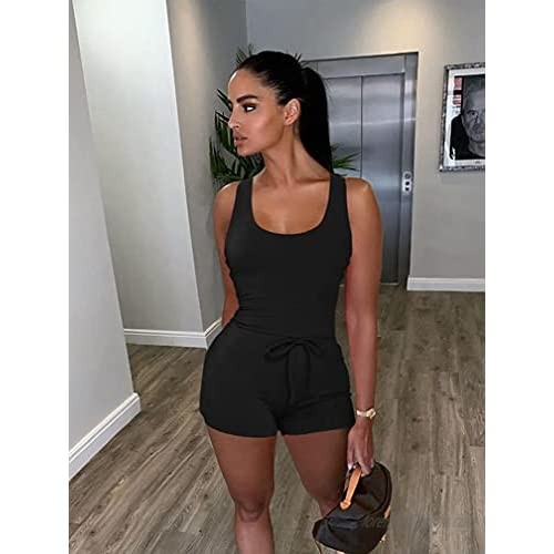 ZileZile Women's Sexy Bodycon Solid Sleeveless One-Piece Tank Top Shorts Jumpsuit Romper Clubwear
