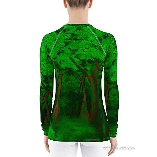 Phenotype Rashguards Womens Green Forest Jungle BJJ Compression Quick Dry Long Sleeve Athletic Top Rash Guard