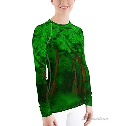 Phenotype Rashguards Womens Green Forest Jungle BJJ Compression Quick Dry Long Sleeve Athletic Top Rash Guard