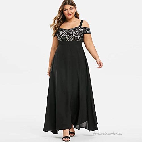 wodceeke Lace Sling Strapless Plus Size Dress for Women Chiffon Boho Maxi Dress Summer Beach Maternity Dress