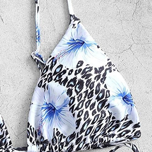 Women's Leopard Print Halter String Triangle Bikini Set Color Block Bathing Suit Two Piece Swimsuit