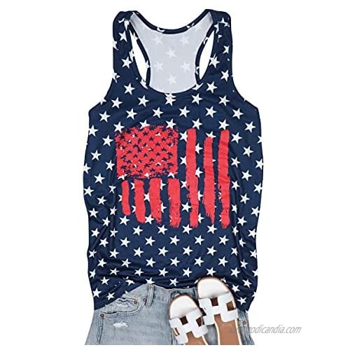 ASTANFY Women American Flag Tank Tops 4th of July Sleeveless Shirts USA Patriotic Vest Casual Summer Sleeveless Shirts