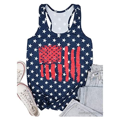 ASTANFY Women American Flag Tank Tops 4th of July Sleeveless Shirts USA Patriotic Vest Casual Summer Sleeveless Shirts