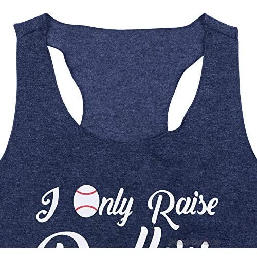BANGELY I Only Raise Ballers Tank Tops Shirt Women Graphic Baseball Racerback Shirt Letter Print Casual Sports Shirts