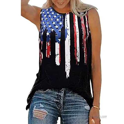 BOMYTAO American Flag Tank Tops for Women 4th of July Stars Stripes Graphic Tees US Flag Patriotic Sleeveless Tank Shirt