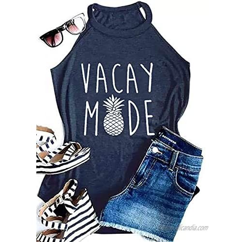Colorful Pineapple Sunglasses Beach Tank Tops for Women Vintage Graphic Vest Casual Summer Sleeveless Tee Shirt