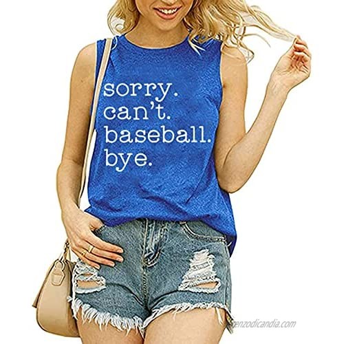 FECAFO Sorry Can't Baseball Bye Casual Tank Tops Women Funny Baseball Tanks Summer Sleeveless Graphic Sports Tee Shirts