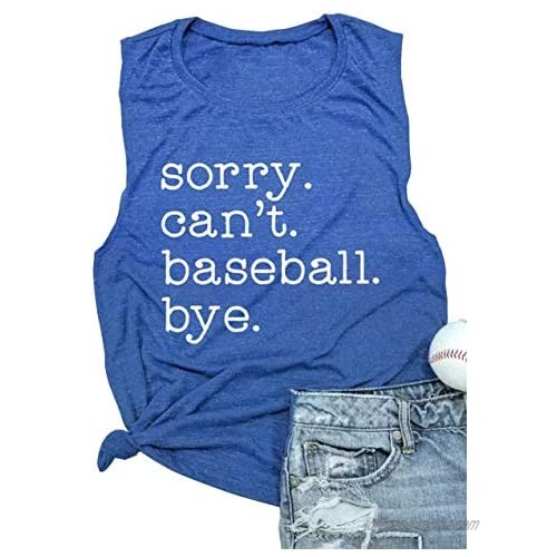 FECAFO Sorry Can't Baseball Bye Casual Tank Tops Women Funny Baseball Tanks Summer Sleeveless Graphic Sports Tee Shirts
