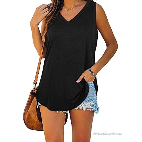 Juliet Holy Womens V Neck Tank Tops Loose Fit Sleeveless Summer Casual Flowy Tunic T Shirts