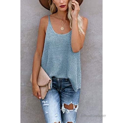 KINGFEN Womens Knit Tank Tops Summer Flowy Casual Loose Fit Sleeveless Sweaters