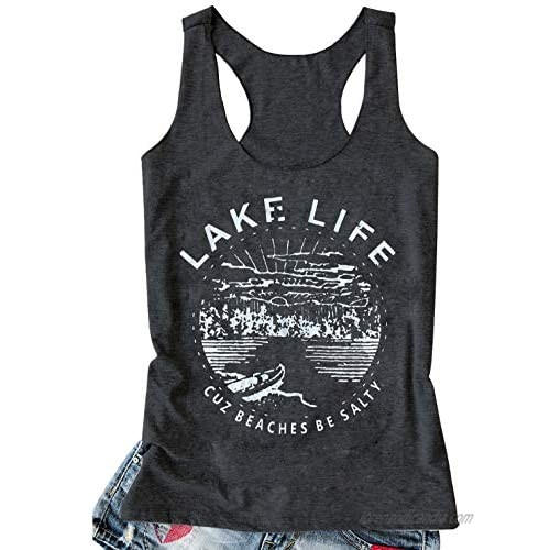 LANMERTREE Women Graphic Tees Country Music Letters Print Tank Top Sleeveless Workout T-Shirt