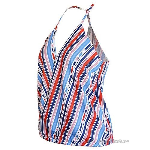 MOMJO Summer V Neck Striped Sleeveless Cami Tank Tops for Women