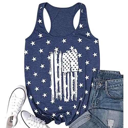 MOUSYA American Flag Tank Tops Women USA Flag Graphic Sleeveless T-Shirt 4th of July Patriotic Vest Tees