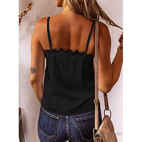 ROSKIKI Women's Casual Buttoned Sleeveless Shirt Solid Color Print Backless Cami Tanks Tops